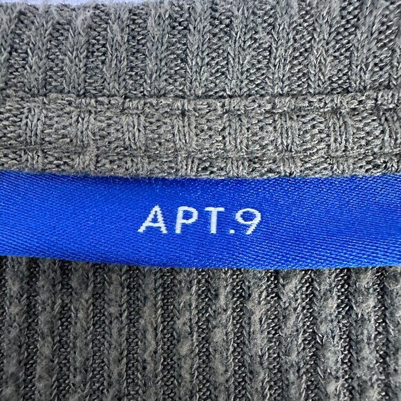 Apt. 9 Womens XL Ribbed Olive Green Tie-Hem Long Sleeve Top Rayon Blend Casual - Picture 3 of 11